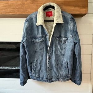 Guess Los Angeles Sherpa Lined Denim Jacket | Size L
